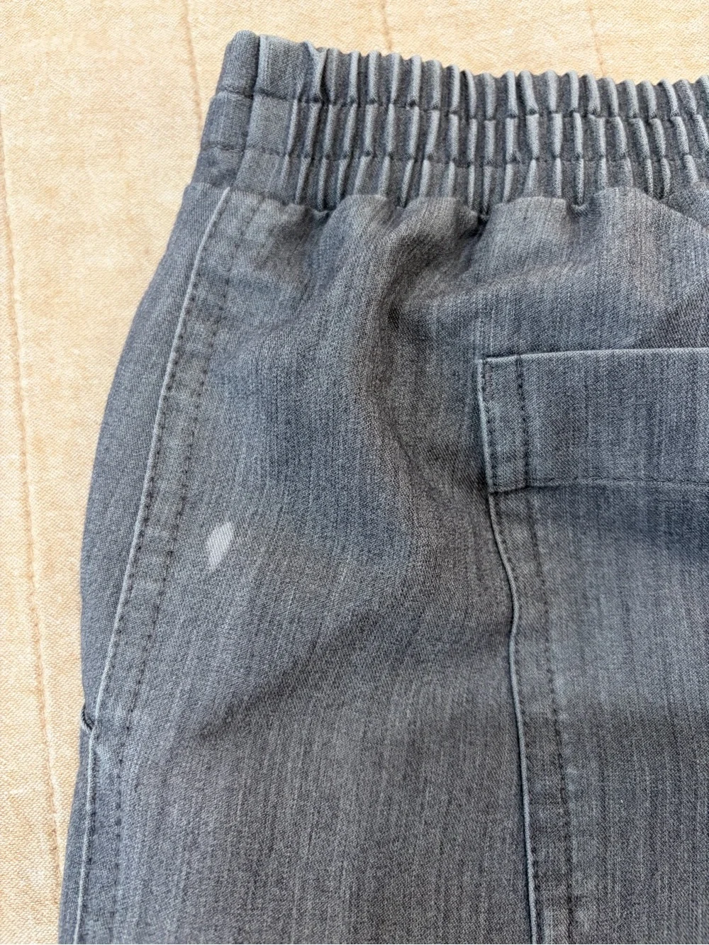 Figs women's Gray Cargo Pants with Teal Drawstring